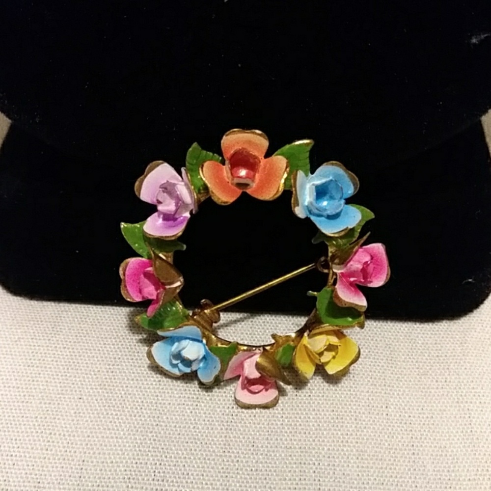 Austria Mark multi-colored floral brooch